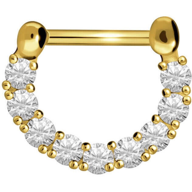 Or 18kt Anneau Zircone Cliqueur