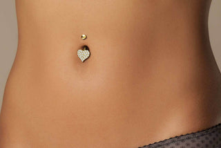 Oro 18 kt Piercing Ombelico Cuore di zirconi