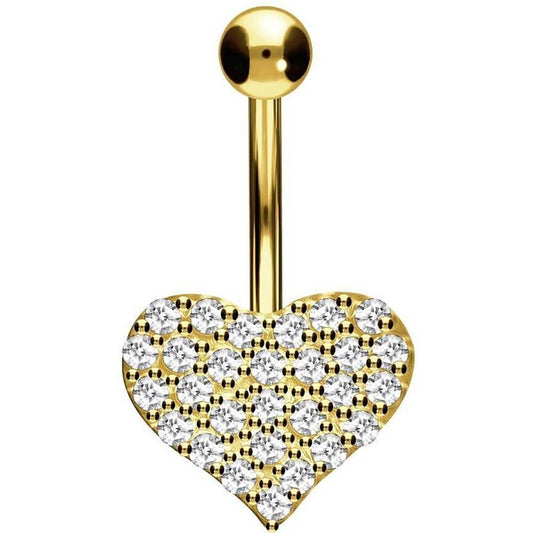 Oro 18kt Piercing ombligo Corazón de circonitas