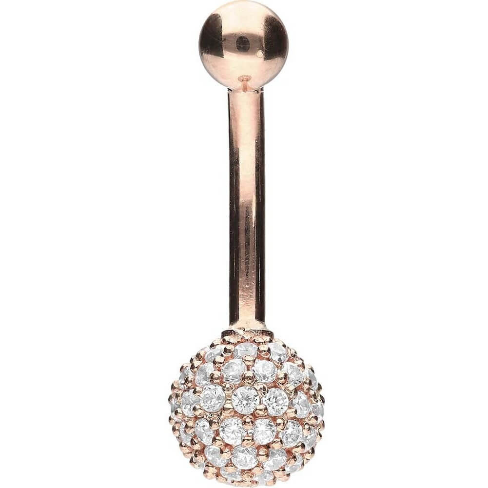 Solid Gold 18 Carat Belly Button Piercing Multiple Zirconia Ball