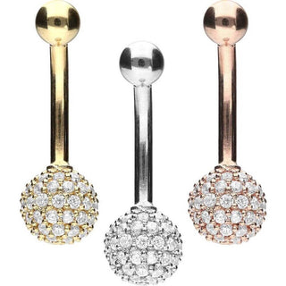 Solid Gold 18 Carat Belly Button Piercing Multiple Zirconia Ball