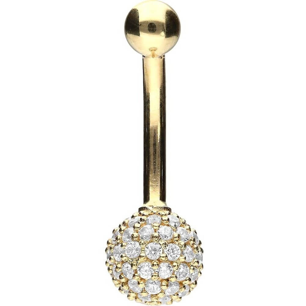 Solid Gold 18 Carat Belly Button Piercing Multiple Zirconia Ball
