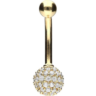 Solid Gold 18 Carat Belly Button Piercing Multiple Zirconia Ball