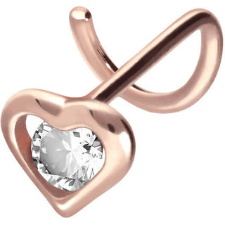 Solid Gold 18 Carat Nose Screw Heart Zirconia