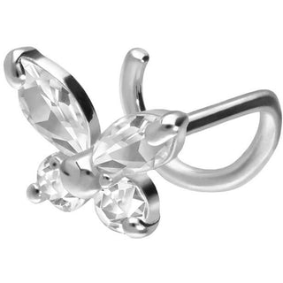 Solid Gold 18 Carat Nose Screw Butterfly Zirconia