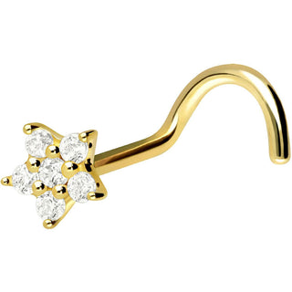 Solid Gold 18 Carat Nose Screw Star Zirconia