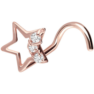 Solid Gold 18 Carat Nose Screw Star Zirconia