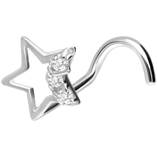 Solid Gold 18 Carat Nose Screw Star Zirconia