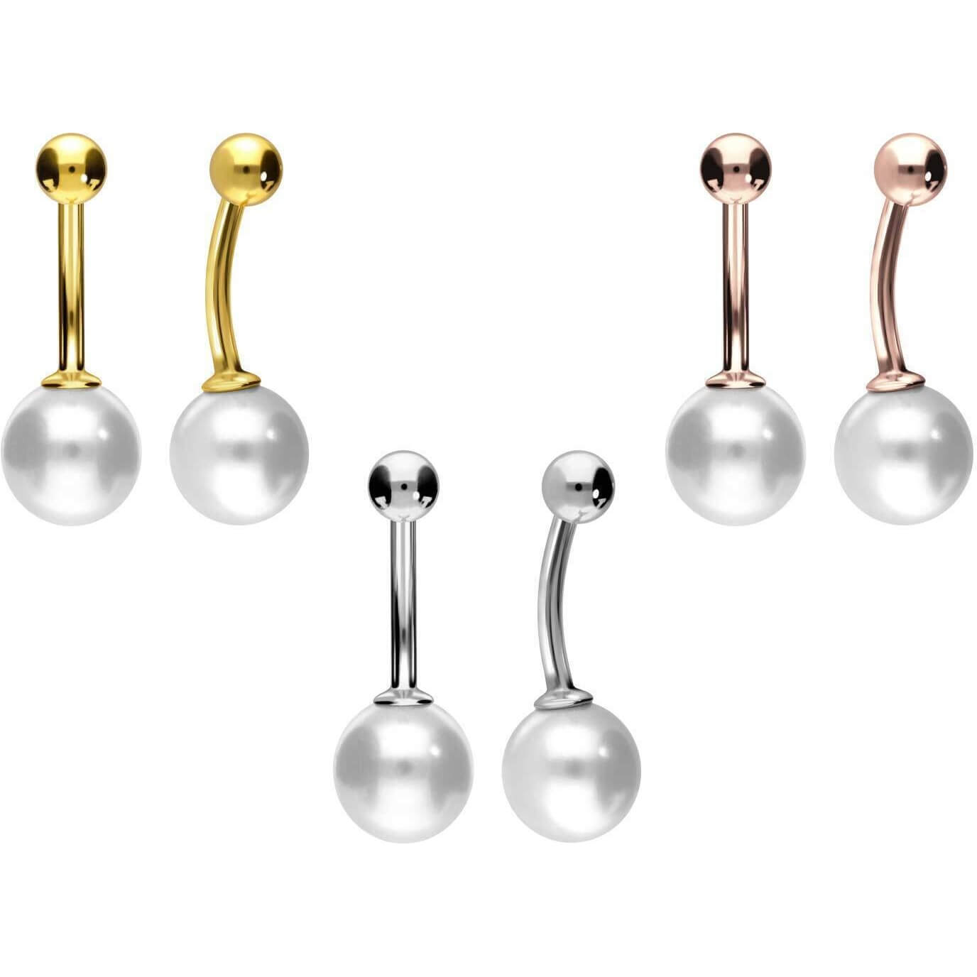 Solid Gold 18 Carat Belly Button Piercing Genuine Fresh Water Pearl