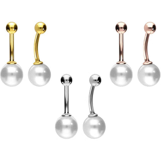 Oro 18 kt Piercing Ombelico Vera perla d'acqua dolce