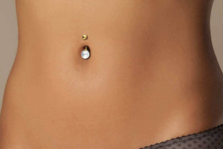 Oro 18 kt Piercing Ombelico Vera perla d'acqua dolce