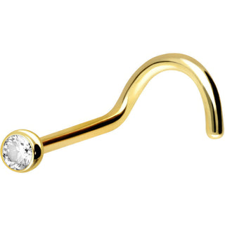 Solid Gold 18 Carat Nose Screw Round Zirconia