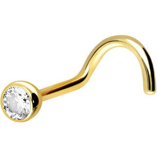 Solid Gold 18 Carat Nose Screw Round Zirconia