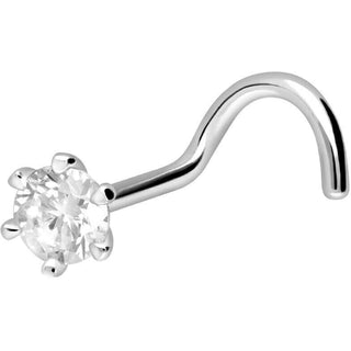 Solid Gold 18 Carat Nose Screw Prong Setting Zirconia