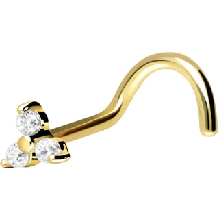 Or 18kt Nez  Vis Fleur 3 Zircone