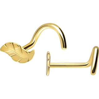 Solid Gold 18 Carat Nose Screw Leaf