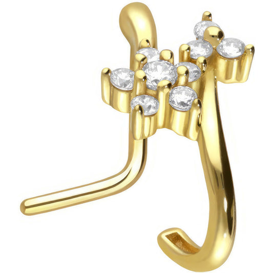 Solid Gold 18 Carat Nose Crawler Flower Zirconia