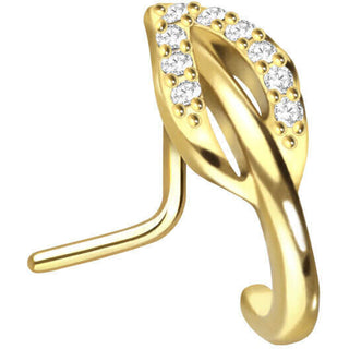 Solid Gold 18 Carat Nose Crawler Leaf Zirconia