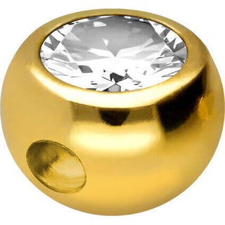 Solid Gold 18 Carat Ball Zirconia Captive Bead