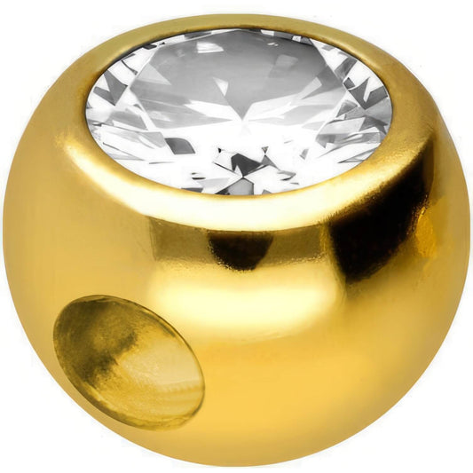 Solid Gold 18 Carat Ball Zirconia Captive Bead