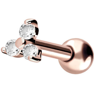 Solid Gold 18 Carat Barbell Flower Zirconia