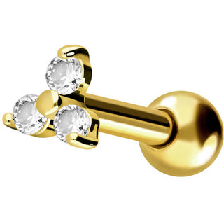 Solid Gold 18 Carat Barbell Flower Zirconia