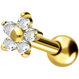 Or 18kt Barre Fleur Zircone