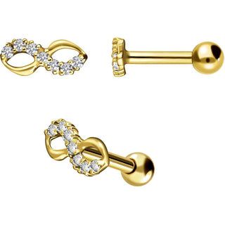 Solid Gold 18 Carat Barbell Infinity Zirconia