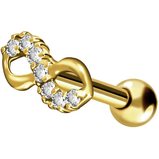 Solid Gold 18 Carat Barbell Infinity Zirconia