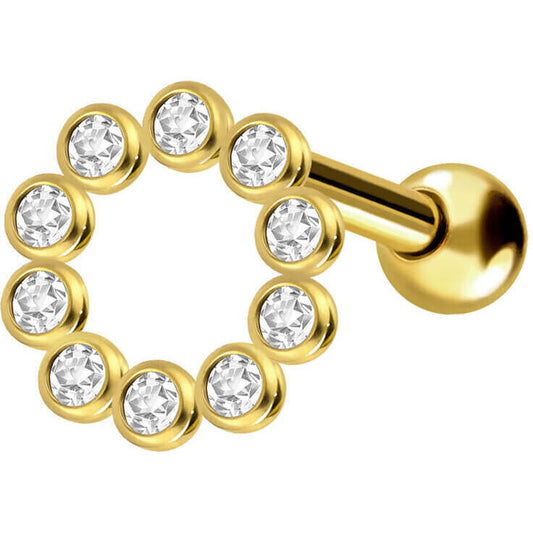 Solid Gold 18 Carat Barbell Ring Zirconia