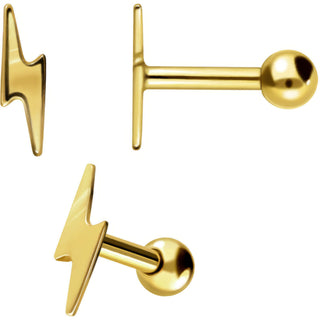 Solid Gold 18 Carat Barbell Lightning Bolt