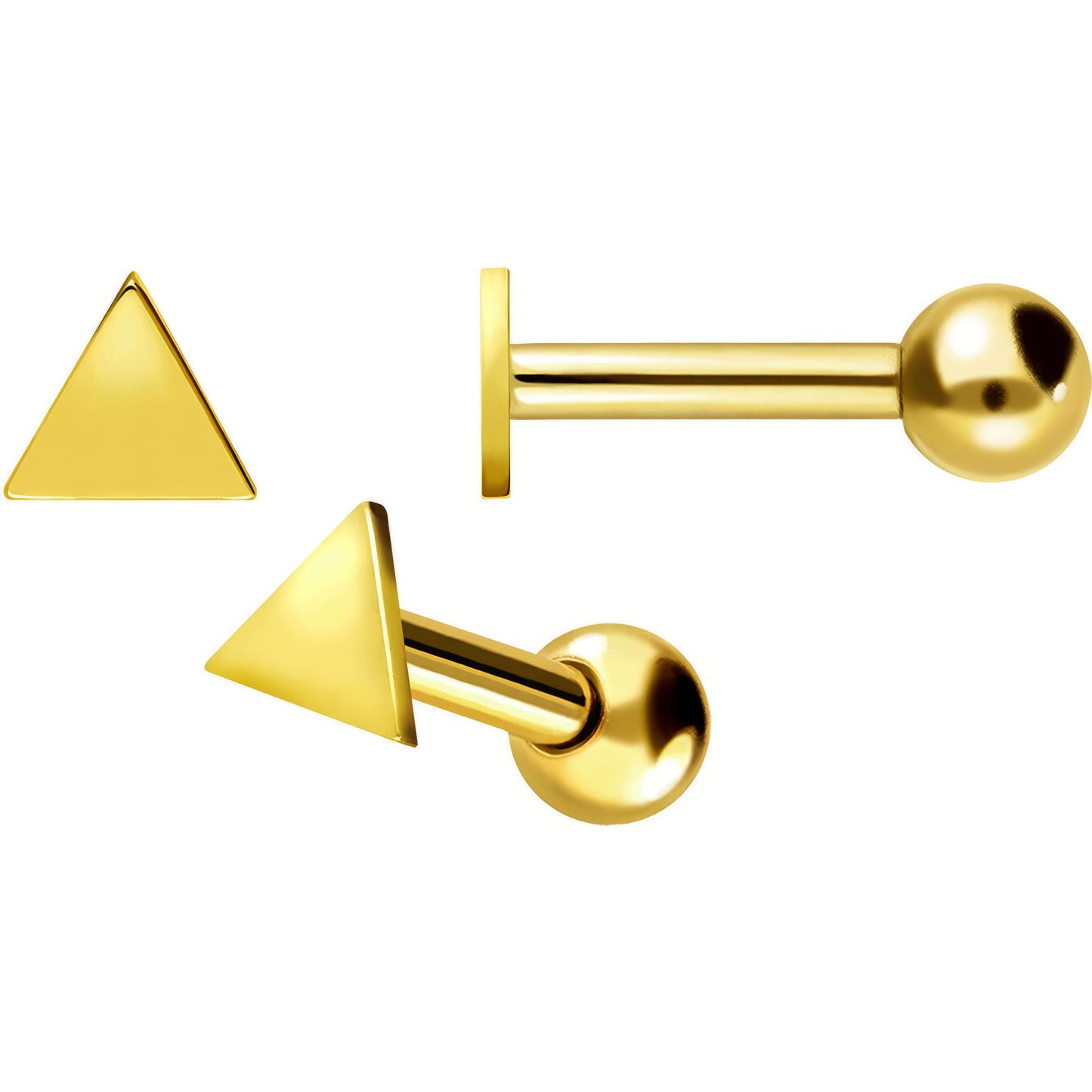 Solid Gold 18 Carat Barbell Triangle Flat