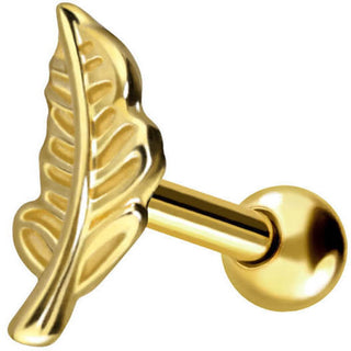 Solid Gold 18 Carat Barbell Leaf